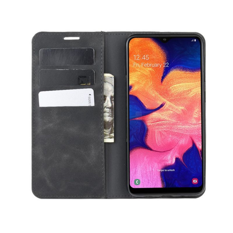 Læder Cover for Samsung Galaxy A10 Sort Blød Lædereffekt