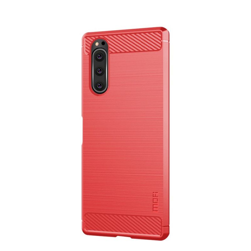 Cover for Sony Xperia 5 Sort Mofi Børstet Kulfiber