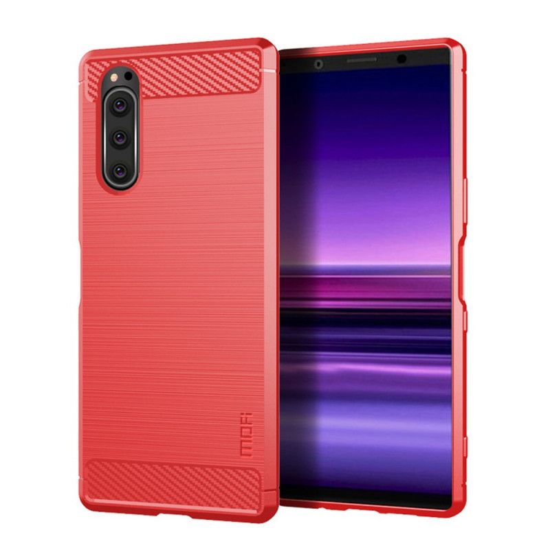 Cover for Sony Xperia 5 Sort Mofi Børstet Kulfiber