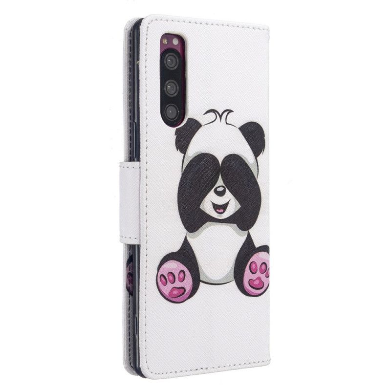 Flip Cover Læder for Sony Xperia 5 Sjov Panda