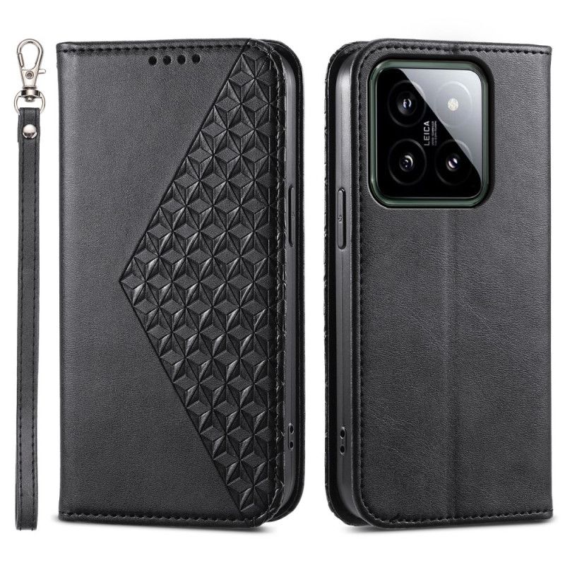 Flip Cover Til Xiaomi 14 3d Diamantdesign Med Rem