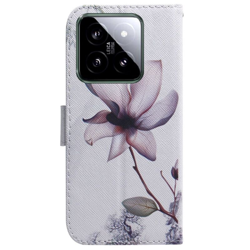 Flip Cover Xiaomi 14 Lyserød Blomst