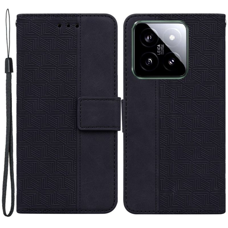 Flip Cover Xiaomi 14 Strappy Vævet Mønster