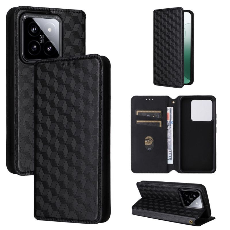 Læder Cover Xiaomi 14 Telefon Etui 3d Kuber