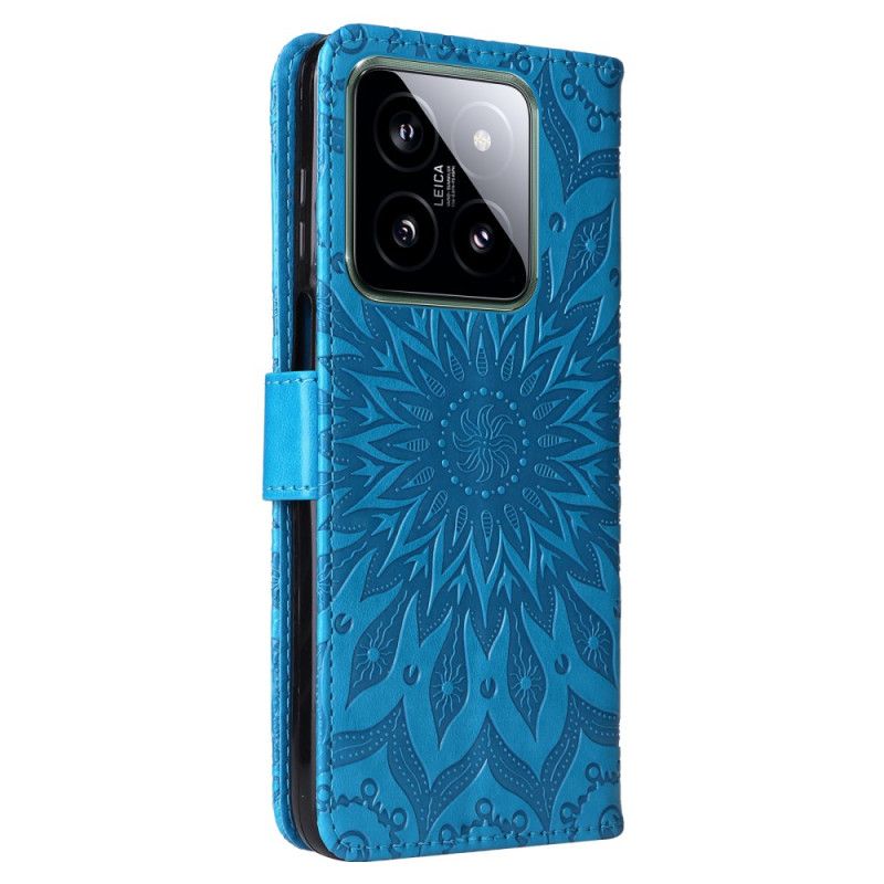 Læder Cover Xiaomi 14 Telefon Etui Mandala Med Rem