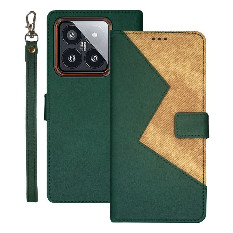 Læder Cover Xiaomi 14 Telefon Etui Tofarvet Idewei