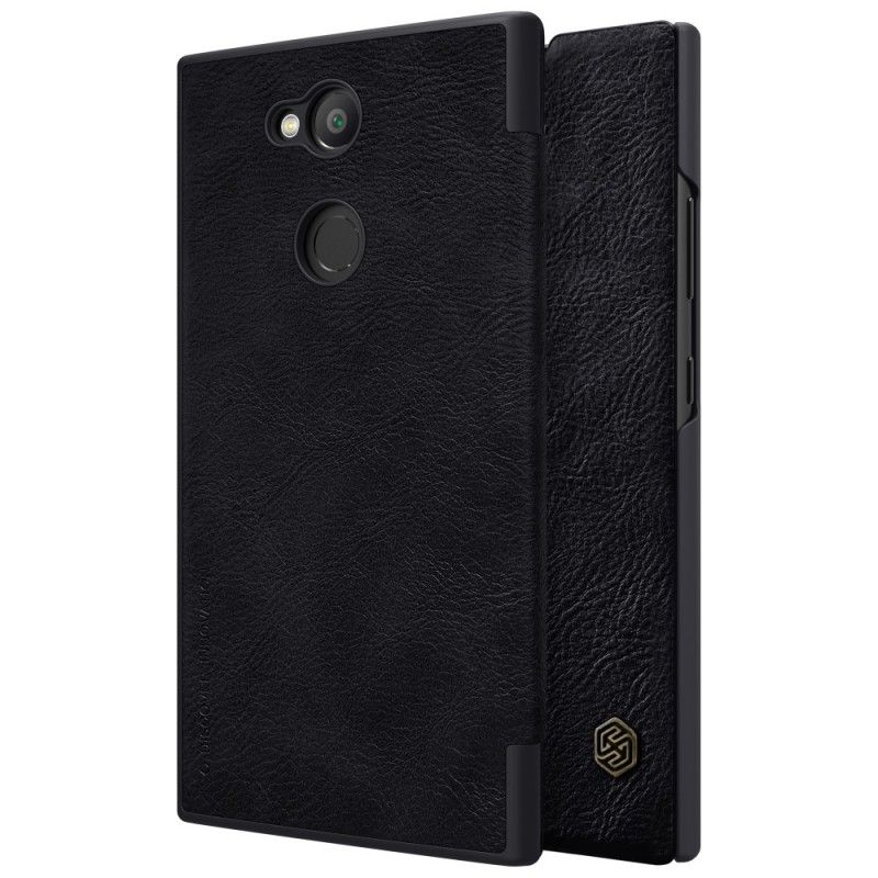 Læder Cover Sony Xperia L2 Sort Nillkin Qin-Serie