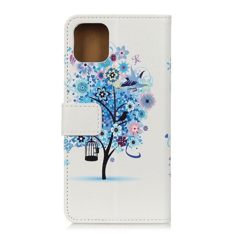 Flip Cover Læder Samsung Galaxy Note 10 Lite Hvid Blomstrende Træ