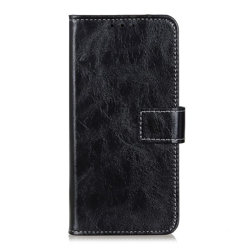 Flip Cover Læder Samsung Galaxy Note 10 Lite Sort Skinnende Og Synlige Sømme Original