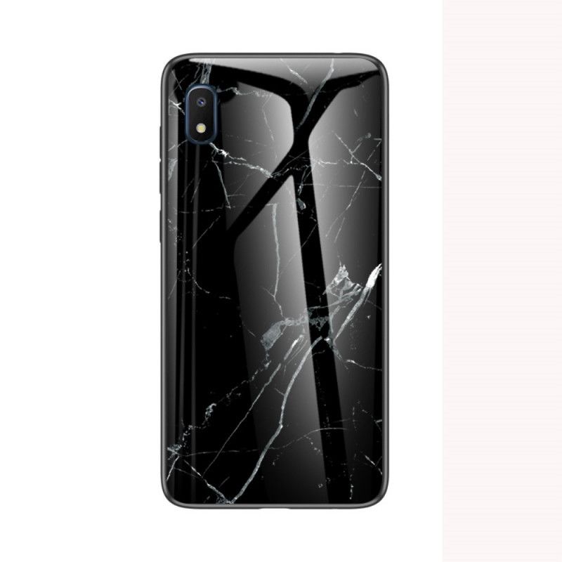 Cover for Samsung Galaxy A10e Sort Premumfarver I Hærdet Glas