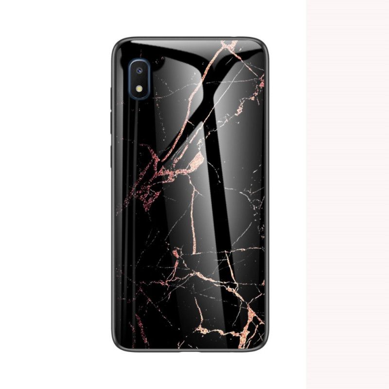 Cover for Samsung Galaxy A10e Sort Premumfarver I Hærdet Glas