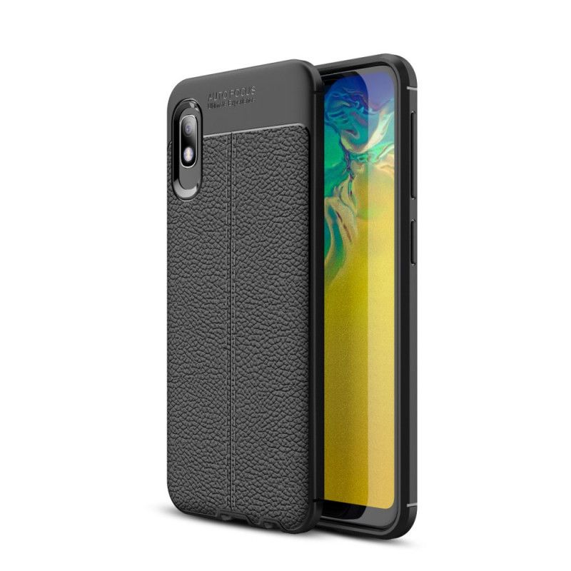 Cover Samsung Galaxy A10e Sort Dobbelt Line Lychee Læder Effekt