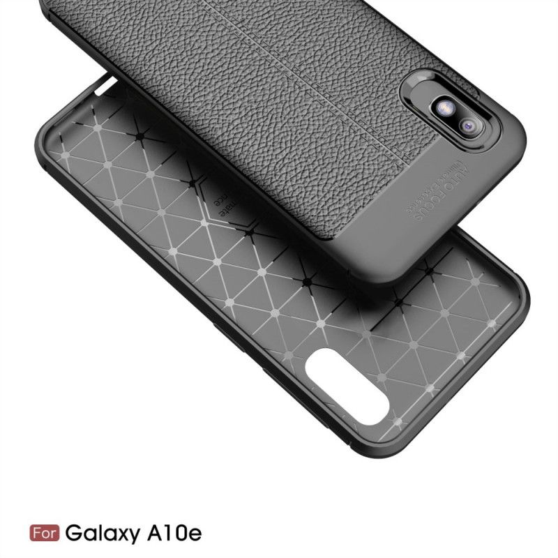 Cover Samsung Galaxy A10e Sort Dobbelt Line Lychee Læder Effekt