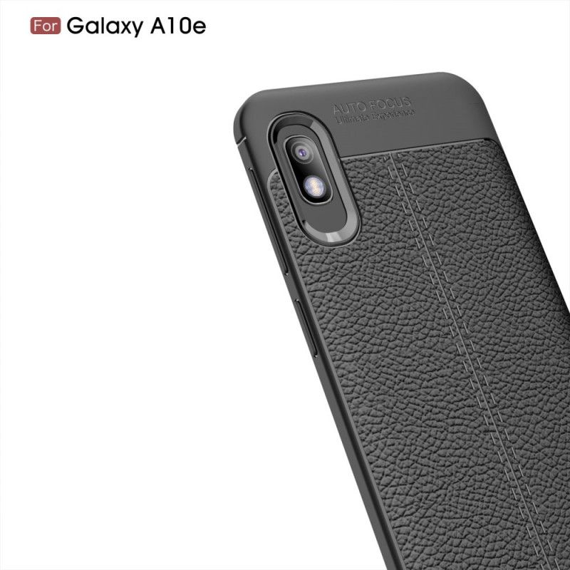 Cover Samsung Galaxy A10e Sort Dobbelt Line Lychee Læder Effekt