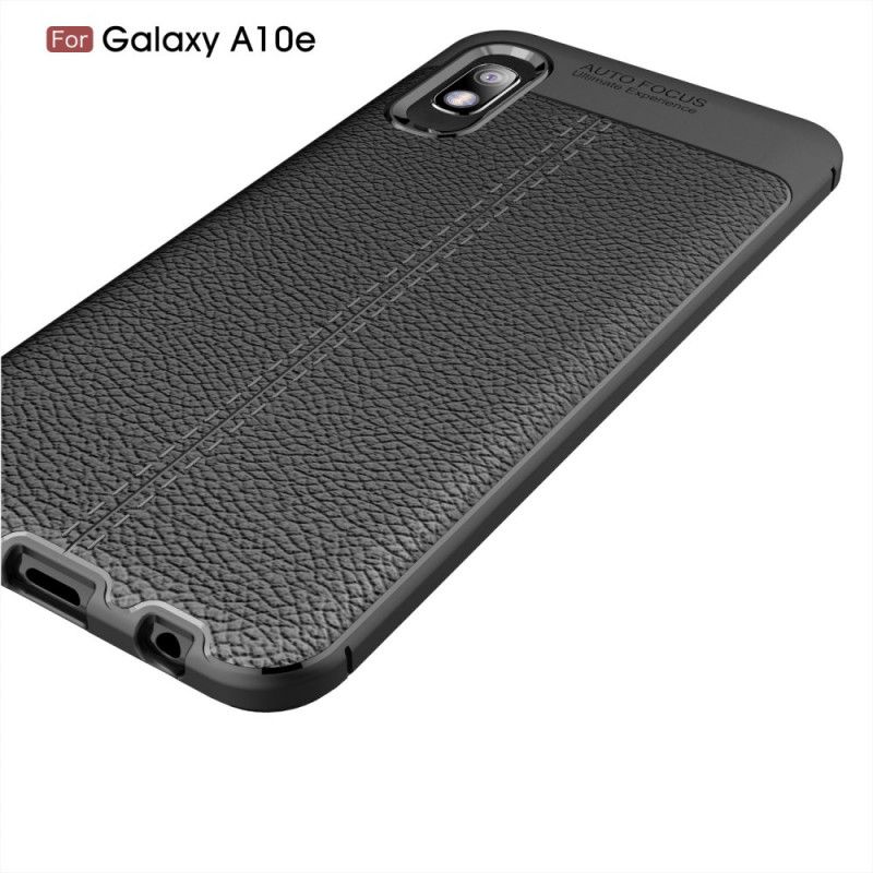 Cover Samsung Galaxy A10e Sort Dobbelt Line Lychee Læder Effekt