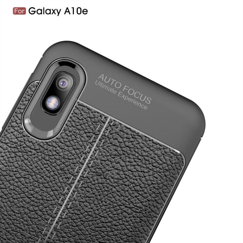 Cover Samsung Galaxy A10e Sort Dobbelt Line Lychee Læder Effekt