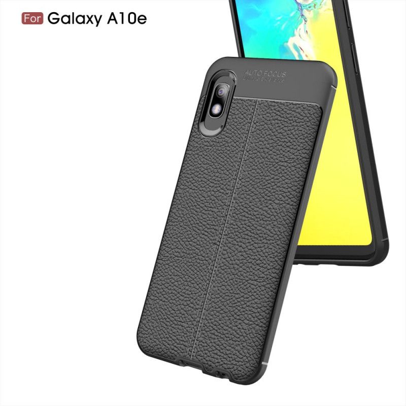 Cover Samsung Galaxy A10e Sort Dobbelt Line Lychee Læder Effekt