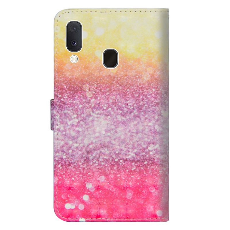 Flip Cover Læder Samsung Galaxy A10e Magenta Glittergradient