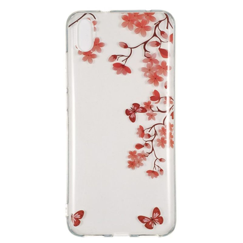 Cover for Xiaomi Redmi 7A Rød Gennemsigtigt Blomstrende Træ