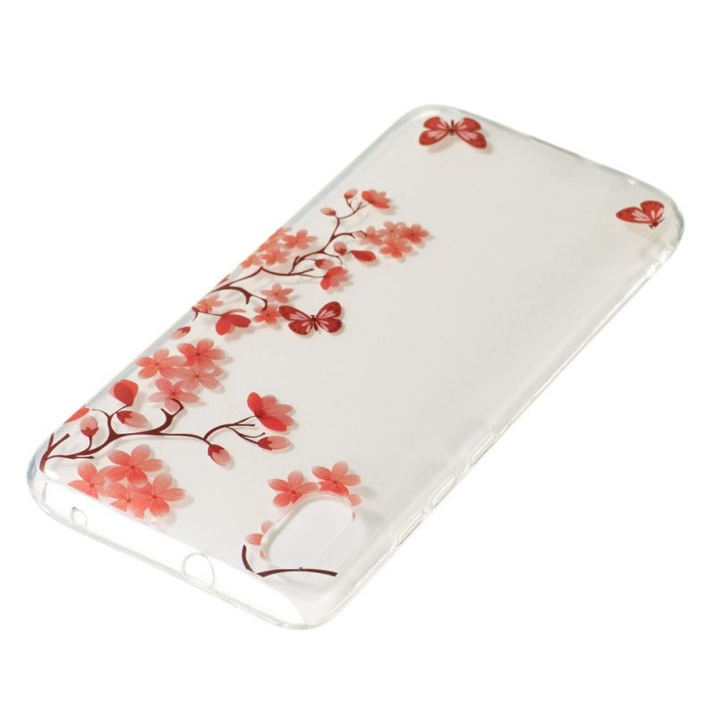 Cover for Xiaomi Redmi 7A Rød Gennemsigtigt Blomstrende Træ