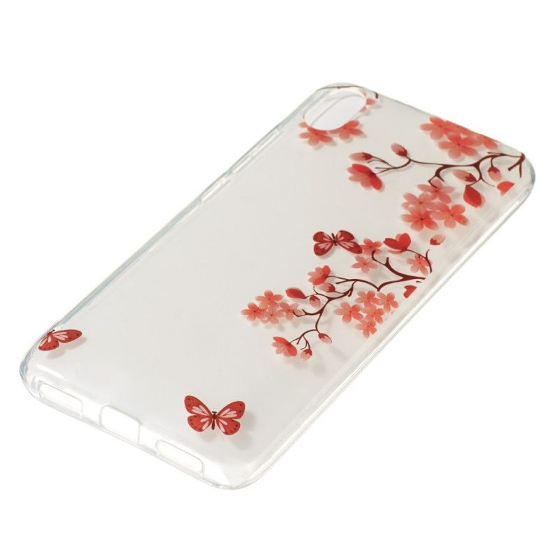 Cover for Xiaomi Redmi 7A Rød Gennemsigtigt Blomstrende Træ