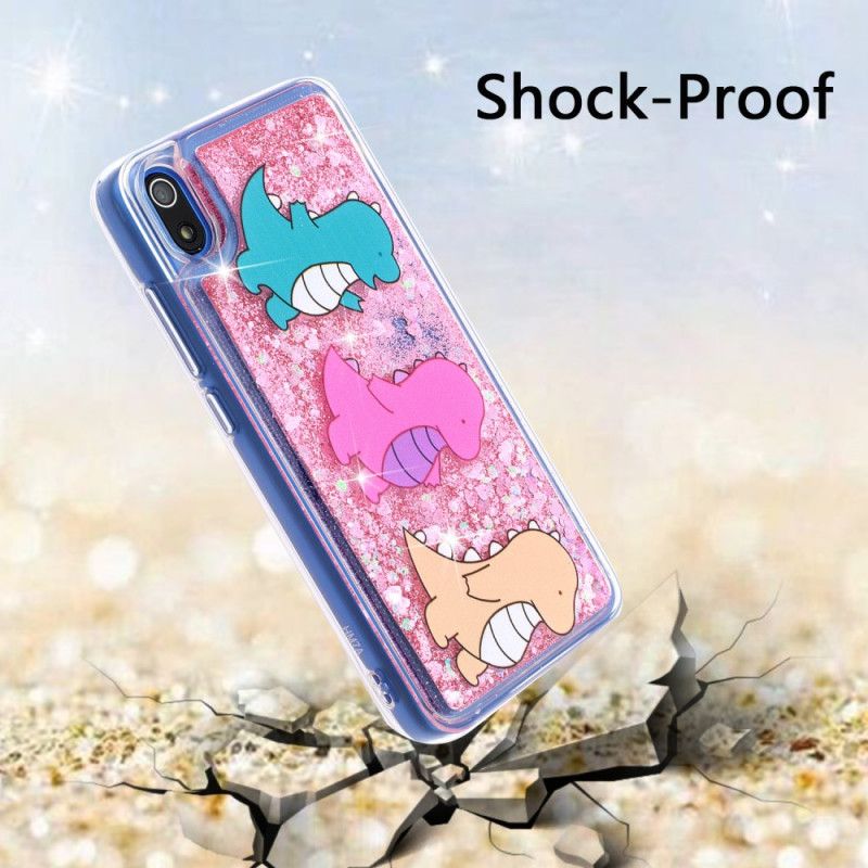 Cover Xiaomi Redmi 7A Sjove Glitter Dinosaurer