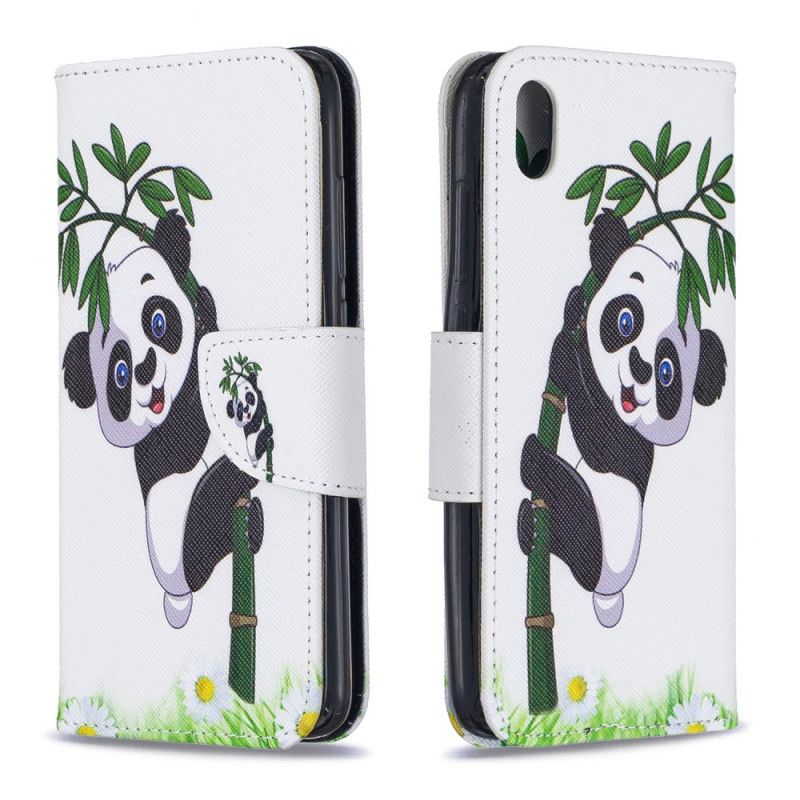 Flip Cover Læder for Xiaomi Redmi 7A Panda På Bambus