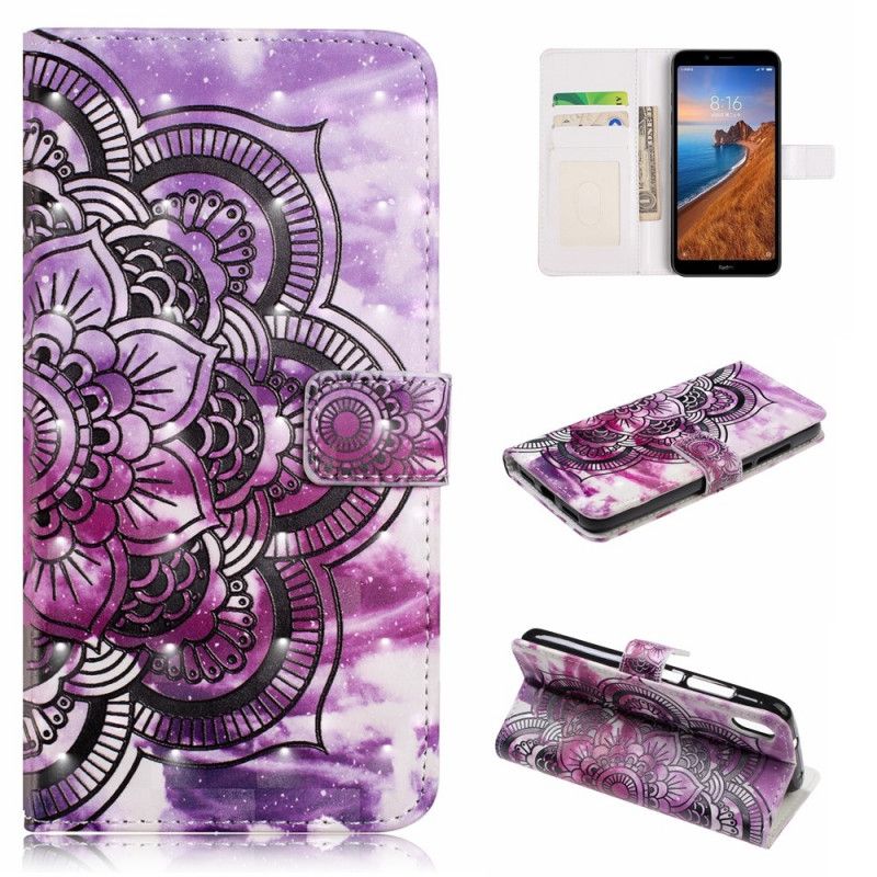 Flip Cover Læder Xiaomi Redmi 7A Lilla Mandala Original