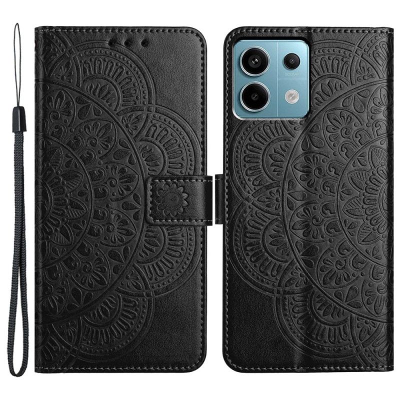 Læder Cover Xiaomi Redmi Note 13 Pro 5g Telefon Etui Trykt Mandala Med Rem