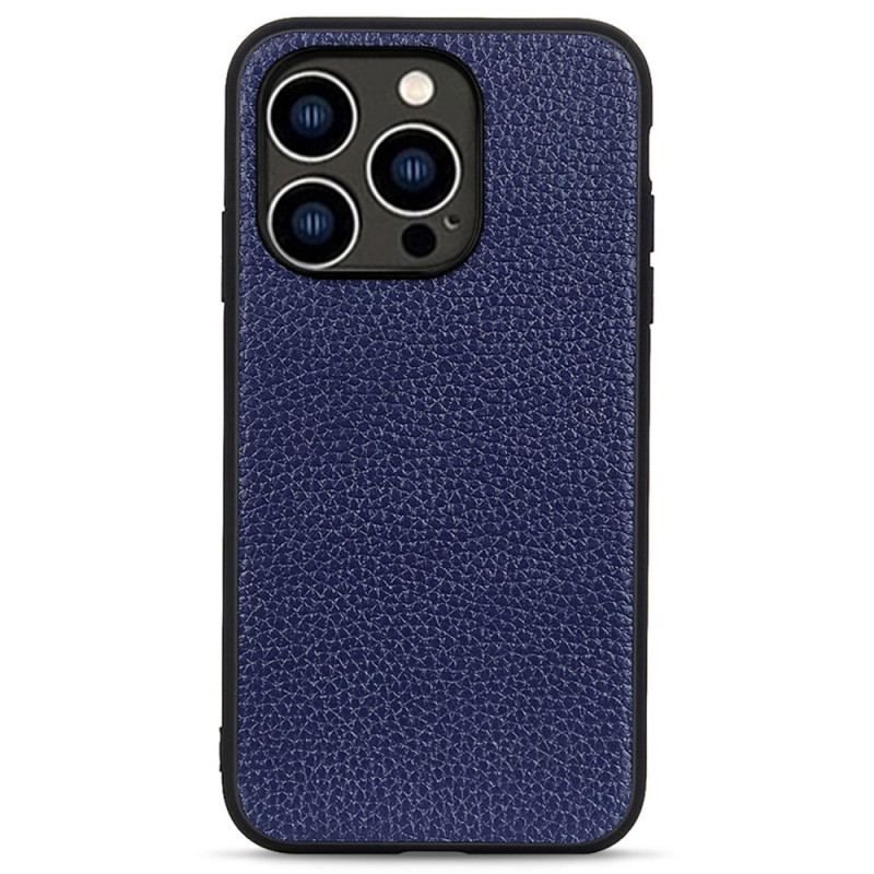 Cover iPhone 14 Pro Ægte Litchi Læder