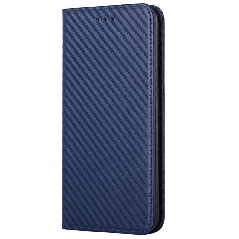 Cover iPhone 14 Pro Med Snor Flip Cover Strappy Carbon Fiber Style