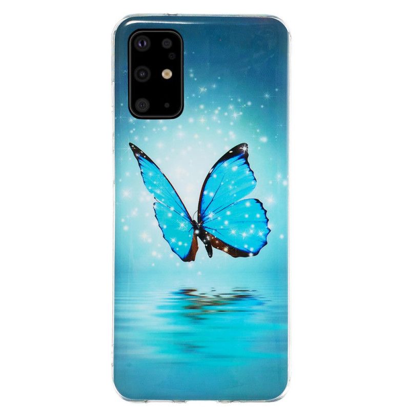 Cover for Samsung Galaxy S20 Plus / S20 Plus 5G Fluorescerende Blå Sommerfugl