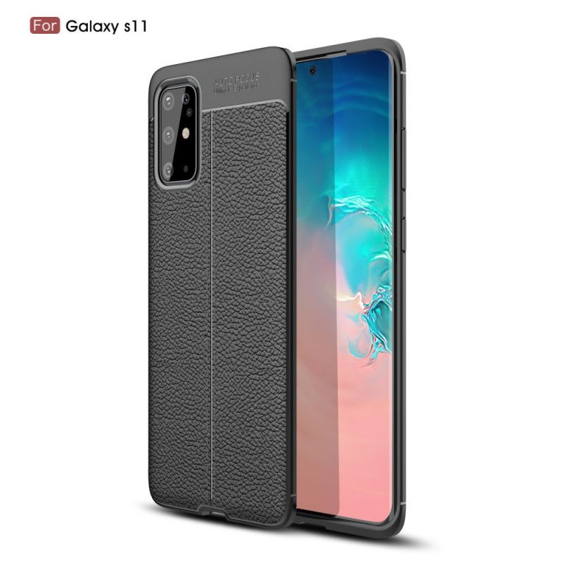 Cover Samsung Galaxy S20 Plus / S20 Plus 5G Sort Dobbeltlinjeret Litchi