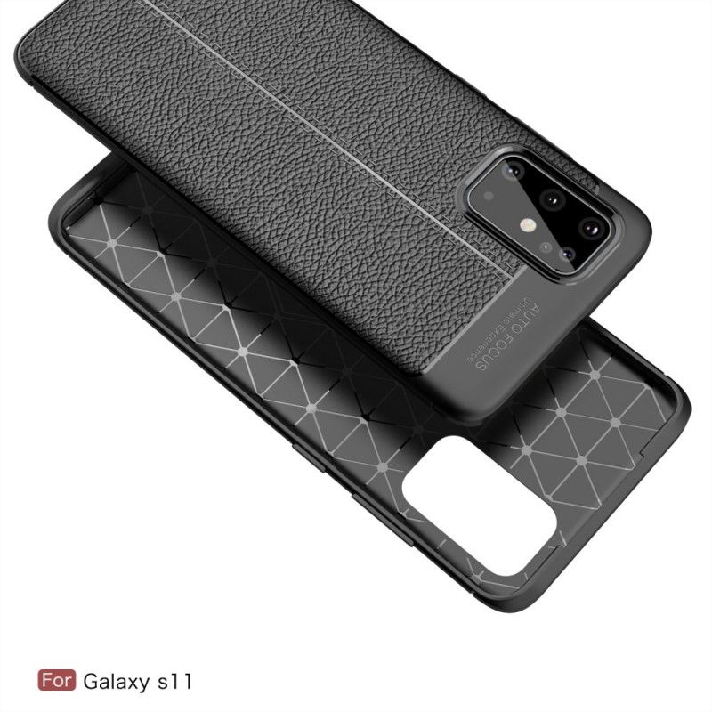 Cover Samsung Galaxy S20 Plus / S20 Plus 5G Sort Dobbeltlinjeret Litchi