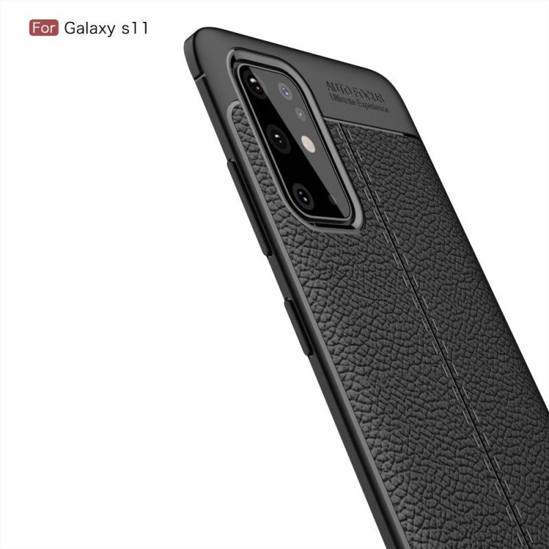 Cover Samsung Galaxy S20 Plus / S20 Plus 5G Sort Dobbeltlinjeret Litchi