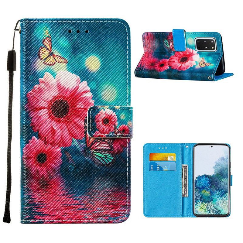 Flip Cover Læder for Samsung Galaxy S20 Plus / S20 Plus 5G Blomster Og Sommerfugle