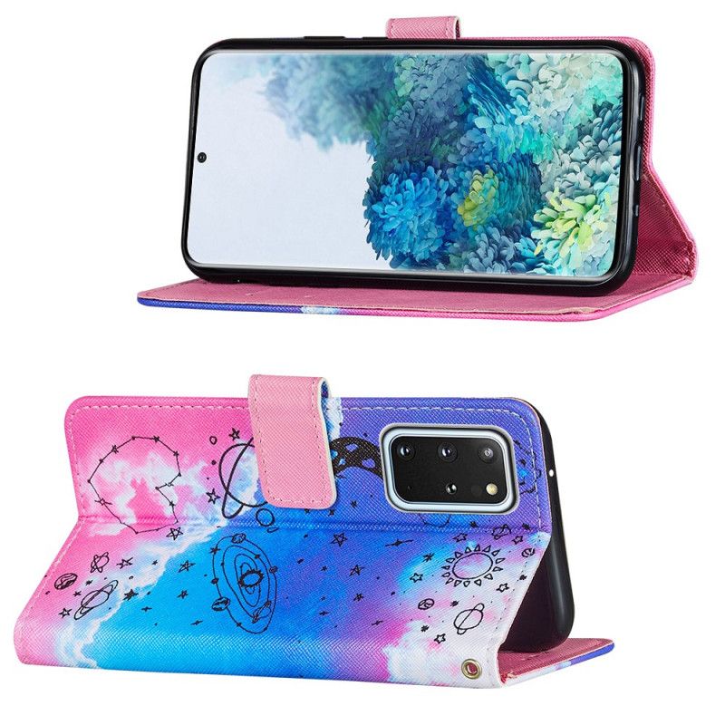 Flip Cover Læder for Samsung Galaxy S20 Plus / S20 Plus 5G Hjerte Og Planeter