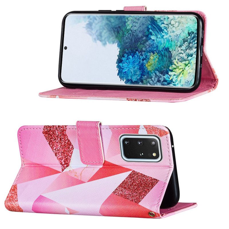 Flip Cover Læder for Samsung Galaxy S20 Plus / S20 Plus 5G Lyserød Grafik