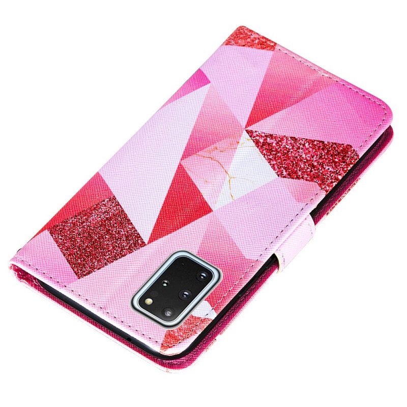 Flip Cover Læder for Samsung Galaxy S20 Plus / S20 Plus 5G Lyserød Grafik