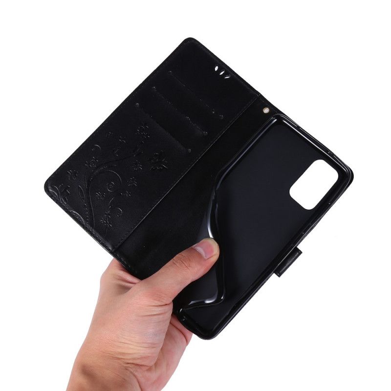 Flip Cover Læder for Samsung Galaxy S20 Plus / S20 Plus 5G Sort Fortryllede Sommerfugle