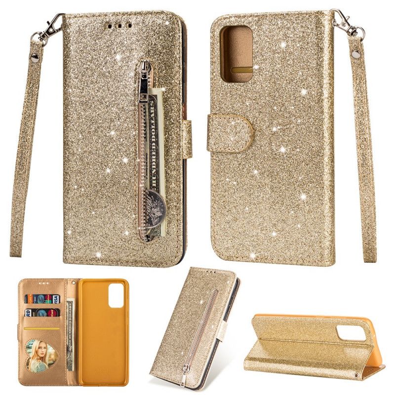 Flip Cover Læder for Samsung Galaxy S20 Plus / S20 Plus 5G Sort Glitterpung