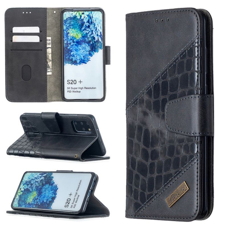 Flip Cover Samsung Galaxy S20 Plus / S20 Plus 5G Sort Mobilcover Klassisk Krokodillehudeffekt