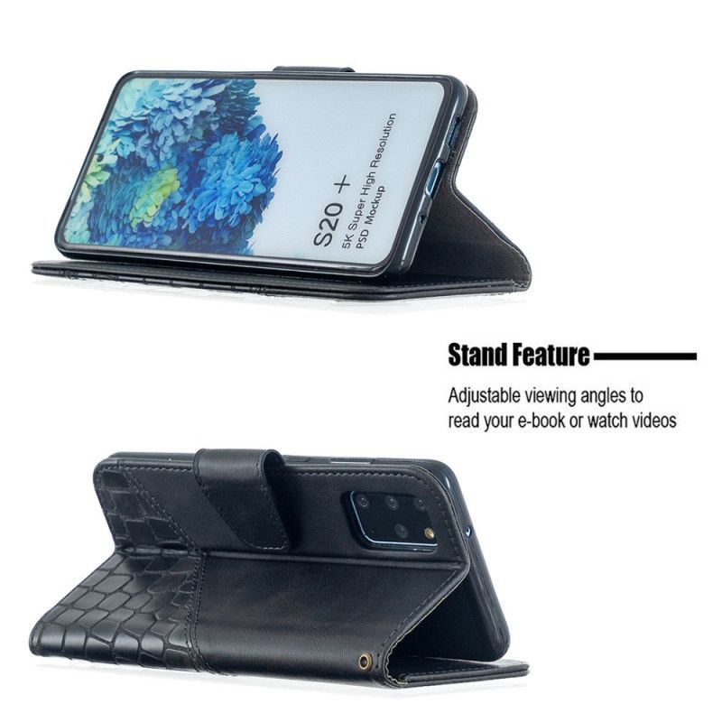 Flip Cover Samsung Galaxy S20 Plus / S20 Plus 5G Sort Mobilcover Klassisk Krokodillehudeffekt