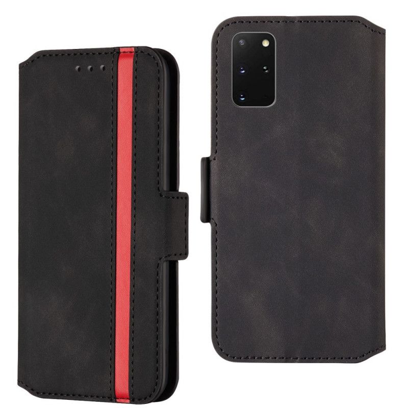 Flip Cover Samsung Galaxy S20 Plus / S20 Plus 5G Sort To-Tone Lodret Linje