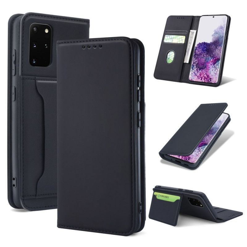 Læder Cover for Samsung Galaxy S20 Plus / S20 Plus 5G Sort Support Kortholder