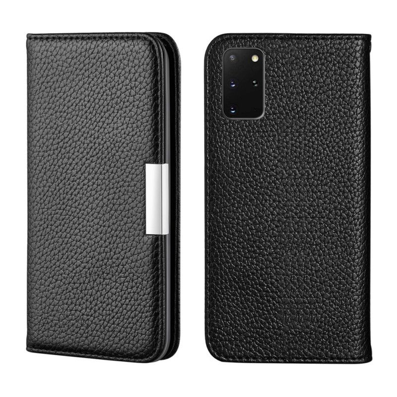 Læder Cover for Samsung Galaxy S20 Plus / S20 Plus 5G Sort Ultra Chic Lychee Imiteret Læder