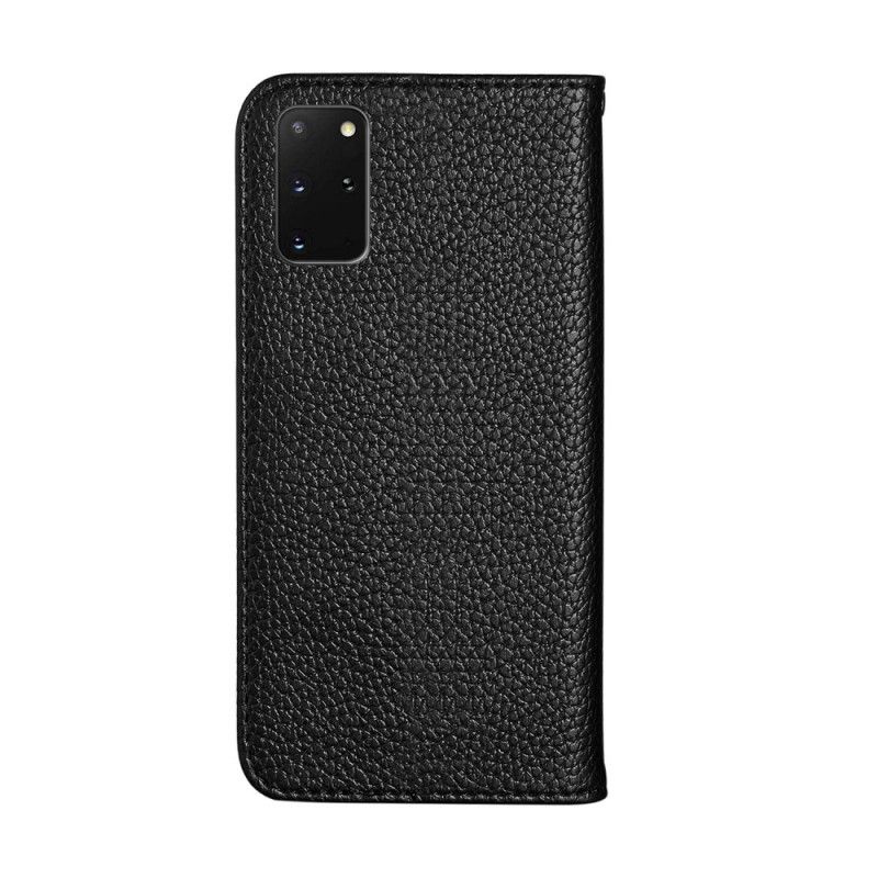 Læder Cover for Samsung Galaxy S20 Plus / S20 Plus 5G Sort Ultra Chic Lychee Imiteret Læder