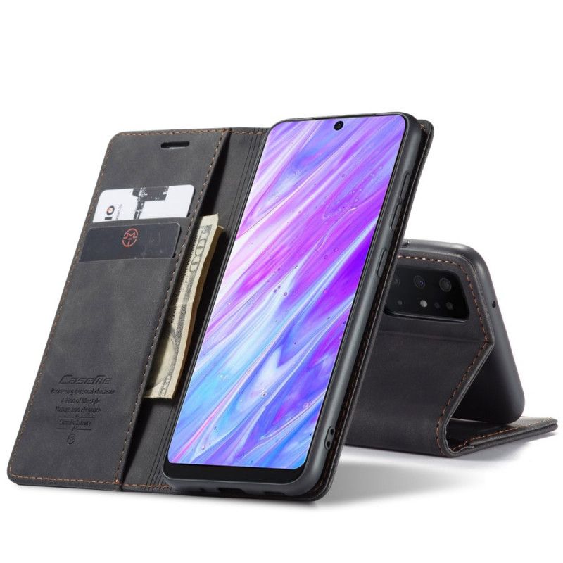 Læder Cover Samsung Galaxy S20 Plus / S20 Plus 5G Sort Etui I Imiteret Læder