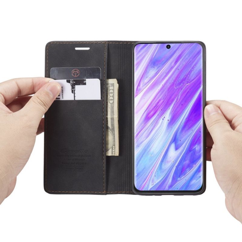 Læder Cover Samsung Galaxy S20 Plus / S20 Plus 5G Sort Etui I Imiteret Læder