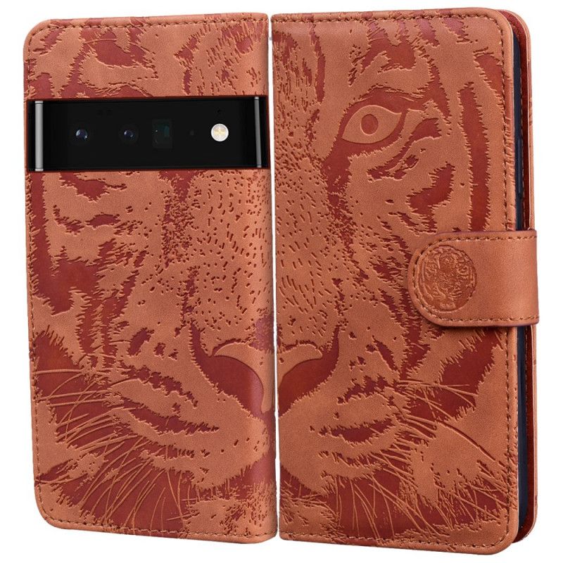 Flip Cover Oppo A74 4g Tiger Face Print